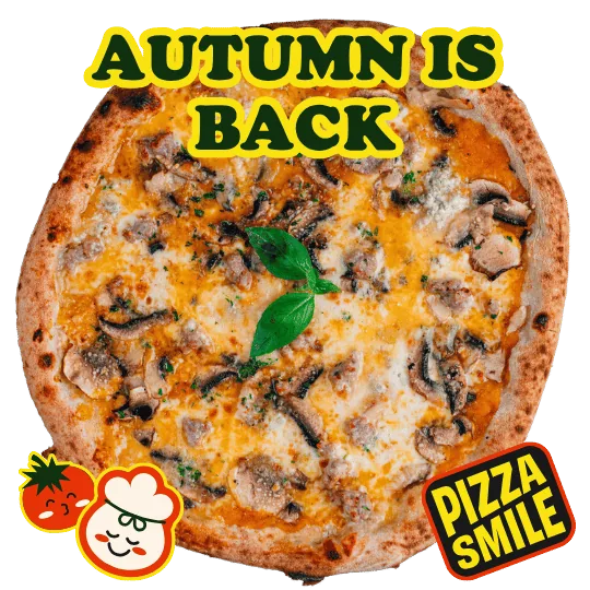 La pizza Autumn is Back di Pizza Smile, con crema di zucca, salsiccia, gorgonzola e funghi freschi.
